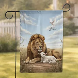 Lion Lamb Jesus Dove Unity - Faith Home Decor Gift for Believers Garden Flag