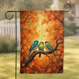 Autumn Songbirds Gnarled Branch Foliage - Wildlife Lover Home Decor Gift Garden Flag