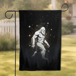 Bigfoot Silhouette Cosmic Night Sky - Home Decor Gift for Bigfoot Lover Garden Flag