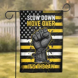 Fist Breaking Chains Thin Yellow Line Flag - Road Safety Awareness Gift for Law Enforcement Garden Flag