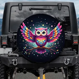 Majestic Cartoon Owl Branch Luminous Confetti - Wildlife Lover Gift Spare Tire Cover