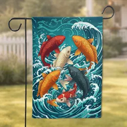 Powerful Koi Fish Swirling Ocean Water - Aquatic Lover Home Decor Gift Garden Flag