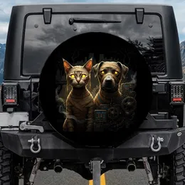 Mummy Cat Dog Glowing Yellow Eyes Ancient Desert - Halloween Pet Lover Gift Spare Tire Cover