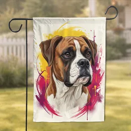 Majestic Brindle Boxer Dog Portrait Abstract Paint Splashes - Gift for Dog Lover Garden Flag