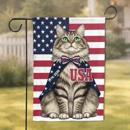 Tabby Cat Patriotic Flag 1776-2026 - America's 250th Anniversary Cat Lover Garden Flag