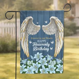 Angel Wings Heavenly Birthday Lilies - Commemorative Sympathy Gift Garden Flag