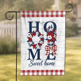 HOME Eucalyptus Blossoms Buffalo Check - Farmhouse Home Decor Garden Flag