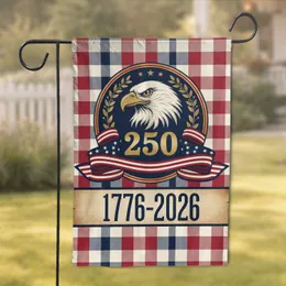 Bald Eagle 1776-2026 250th Anniversary Buffalo Check Plaid - USA 250 Years Garden Flag