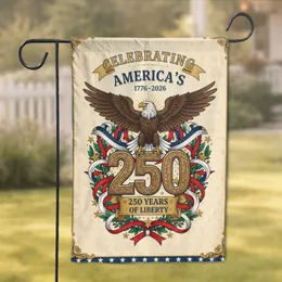 Bald Eagle 250 Years Liberty American Flag Border - America's 250th Anniversary Garden Flag