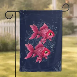 Ornate Pink Goldfish Underwater Realm - Aquatic Life Home Decor Gift for Fish Lovers Garden Flag