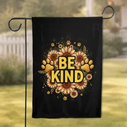 BE KIND Sunflowers Golden Paw Print - Kindness Home Decor for Pet Lovers Garden Flag