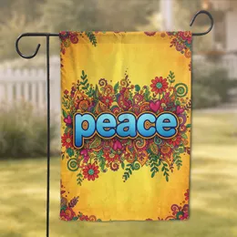 Peace Bohemian Hearts Daisy Paisley Floral Spirals - Home Decor Gift Garden Flag