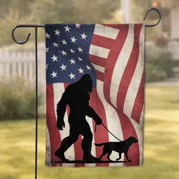 Bigfoot Sasquatch Labrador American Flag - Patriotic Home Decor Gift for Bigfoot Lover Garden Flag