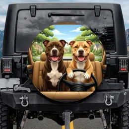 Smiling Pit Bull Dogs Car Interior - Dog Lover Everyday Gift Spare Tire Cover