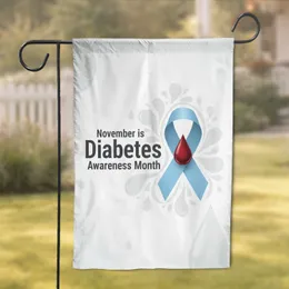 Light Blue Awareness Ribbon Red Blood Drop - November Diabetes Awareness Month Gift Garden Flag