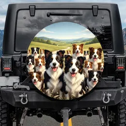 Happy Border Collies Rolling Green Hills Country Road Dog Lover Gift Spare Tire Cover
