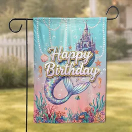 Happy Birthday Mermaid Castle - Birthday Celebration Gift Garden Flag