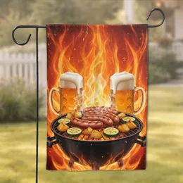 Grilled Bratwurst Beer Steins Fiery Grill - Summer Cookout Party Gift Garden Flag