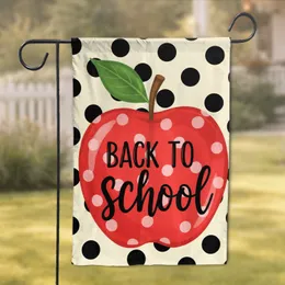 Red Apple Pink Polka Dot BACK TO school - Back To School Welcome Gift for Kids Garden Flag
