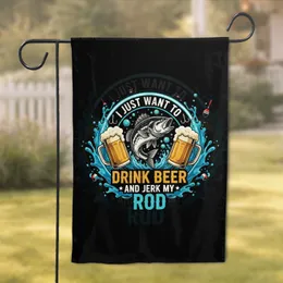 Leaping Bass Fish Beer Steins Fishing Rod - Fishing Lover & Beer Enthusiast Gift Garden Flag
