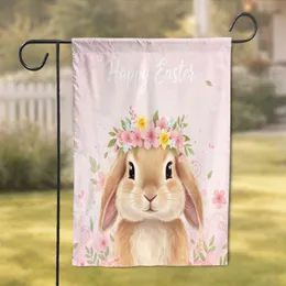 Easter Bunny Spring Flowers - Happy Easter Home Decor Garden Flag