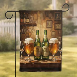 Tavern Beer Bottles Glasses - Home Bar Decor for Beer Lovers Garden Flag