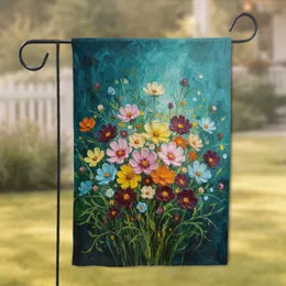 Cosmos-like Wildflower Bloom Cluster - Everyday Home Decor Garden Flag