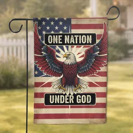 American Bald Eagle Flag - One Nation Under God - Patriotic Home Decor Gift for Veterans Garden Flag