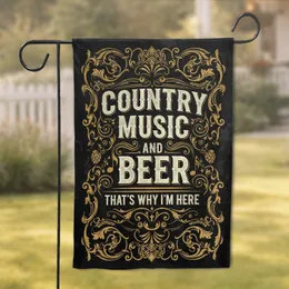 Vintage Country Music Beer Quote - Home Bar Party Decor Gift for Music Lover Garden Flag
