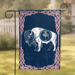White American Bison Wyoming Great Seal - Wyoming State Pride Gift Garden Flag