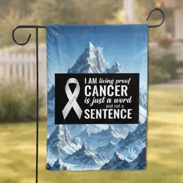 Lung Cancer Awareness Ribbon Living Proof Quote - Cancer Survivor Gift Garden Flag
