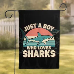Great White Shark 'Just a Boy Who Loves Sharks' - Shark Lover Gift for Boys Garden Flag