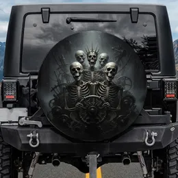 Cheerful Skeletons Steering Ghastly Ride - Macabre Enthusiast Gift for Car Owners Spare Tire Cover