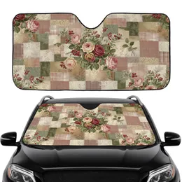 Vintage Roses Leafy Vines Small Berry Patchwork Quilt Car Interior Upgrade Car Sunshade