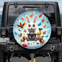 White Rabbit Steering Wheel Duck Chicken Balloons - Wildlife Lover Gift Spare Tire Cover