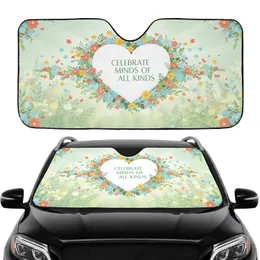 Celebrate Minds Of All Kinds Heart Floral Wreath - Car Interior Upgrade Car Sunshade