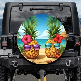 Pineapple Sunglasses Tropical Beach Scene - Vacation Travel Accessory Spare Tire Cover