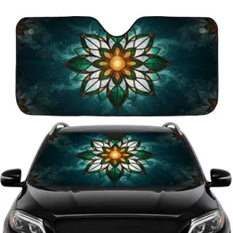 Emerald Green Amber Frosted White Stained Glass Flower - Car Interior Upgrade Car Sunshade