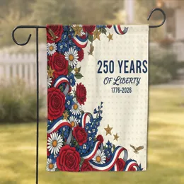 Patriotic Floral Eagle 250 Years Liberty 1776-2026 - USA 250th Anniversary Garden Flag
