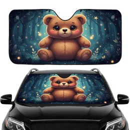 Teddy Bear Glowing Fireflies Twilight Forest Car Interior Upgrade Car Sunshade