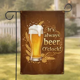 It's Always Beer O'Clock! Golden Beer Glass Wheat - Bar Decor Gift for Dad Garden Flag