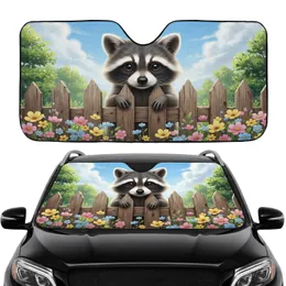 Baby Raccoon Wildflower Fence Sky - Wildlife Lover Travel Commute Car Interior Upgrade Car Sunshade
