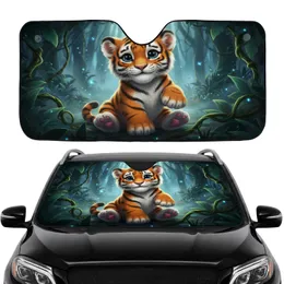 Expressive Blue-Eyed Baby Tiger Cub Magical Jungle Twilight - Road Trip Gift Car Sunshade