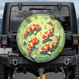 Graceful Koi Fish Shimmering Pond Lily Pads Aquatic Garden - Pond Life Enthusiast Gift Spare Tire Cover
