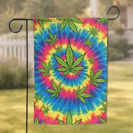 Cannabis Leaves Tie-Dye Swirl - Psychedelic Boho Home Decor Gift Garden Flag