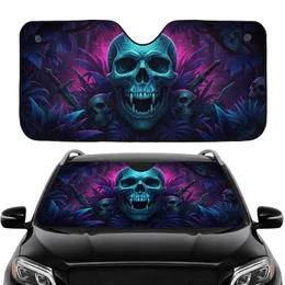 Open Jaw Skull Exotic Jungle Foliage Bone Fragments Ancient Blades Car Interior Upgrade Car Sunshade