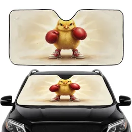 Determined Fluffy Chick Red Boxing Gloves & Sneakers Car Interior Upgrade Essentials Car Sunshade