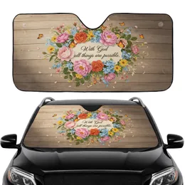 With God All Things Are Possible Floral Bouquet - Road Trip Essential Car Sunshade