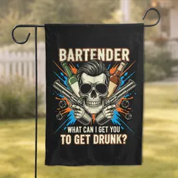 Bartender Skull Sunglasses Cocktail Shakers - Bar Decor Home Gift for Drink Lover Garden Flag