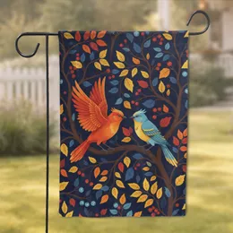 Two Vibrant Birds Dense Botanical Branches Berry Accents - Home Decor Gift Garden Flag